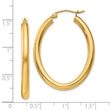 14k Polished 3.5mm Oval Tube Hoop Earrings