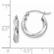 14k White Gold 3mm Twisted Hoop Earrings