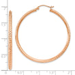 14K Rose Gold Knife Edge Diamond-cut Hollow Hoop Earrings