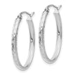 14k White Gold Lightweight Diamond-cut Oval Hoop Earrings