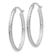 14k White Gold Lightweight Diamond-cut Oval Hoop Earrings