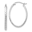 14k White Gold Lightweight Diamond-cut Oval Hoop Earrings