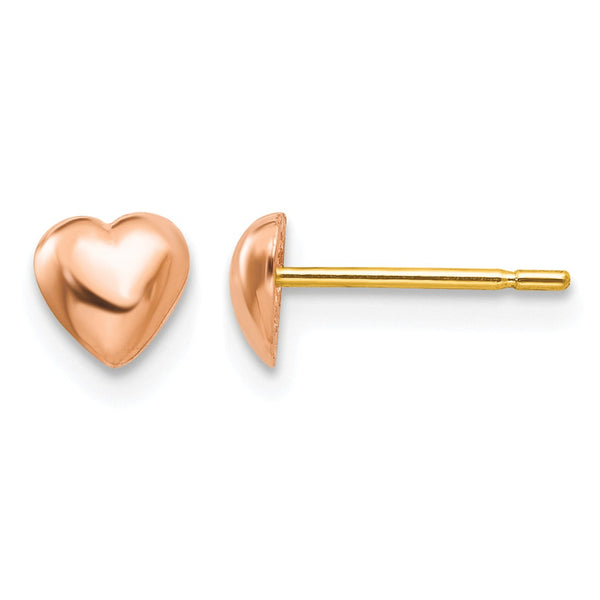 14K Rose Polished Heart Post Stud Earrings - Birthstone Company