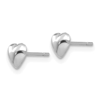 14K White Gold Polished Heart Post Earrings - Birthstone Company