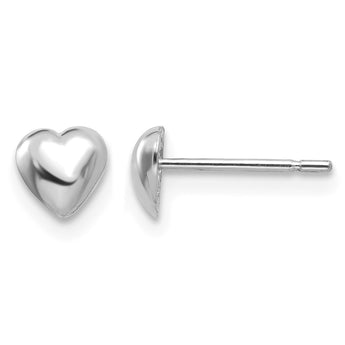 14K White Gold Polished Heart Post Earrings - Birthstone Company