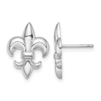 14K White Gold Small Fleur-De-Lis Post Earrings - Birthstone Company