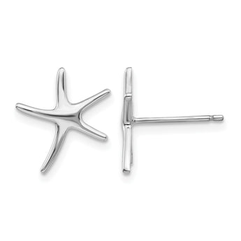 14K White Gold Polished Mini Starfish Earrings - Birthstone Company