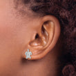 14K White Gold Polished / Textured Sea Turtle Post Earrings - Birthstone Company