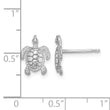 14K White Gold Polished / Textured Sea Turtle Post Earrings - Birthstone Company