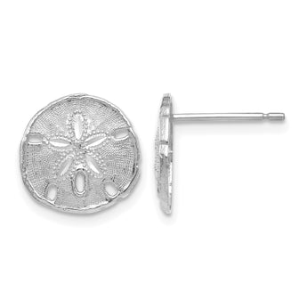 14k White Gold Sand Dollar Post Earrings - Birthstone Company