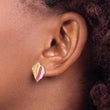 14K White and Pink Enamel Conch Shell Post Earrings