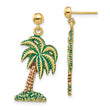 14K w/ Enamel Palm Tree Dangle Earrings