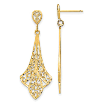 14K D/C Filigree Dangle Post Earrings