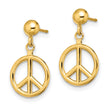 14K 3-D Polished Peace Symbol Dangle Earrings