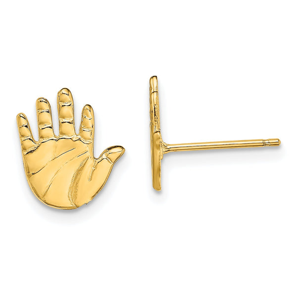 14k Single Hand Print Post Earrings