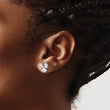 14K White Gold Polished Three Blade Propeller w/ Center Bead Post Earrings