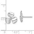 14K White Gold Polished Three Blade Propeller w/ Center Bead Post Earrings