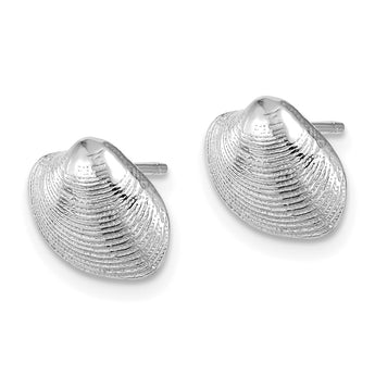 14K White Gold Clam Shell Post Earrings - Birthstone Company
