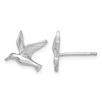 14K White Gold Polished Seagull Post Earrings - Birthstone Company