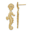 14K Seahorse Dangling From Shell Earrings