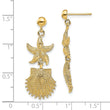 14K Starfish/Scallop Shell Dangle Earrings