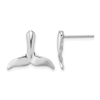 14K White Gold Whale Tail Post Earrings - Birthstone Company