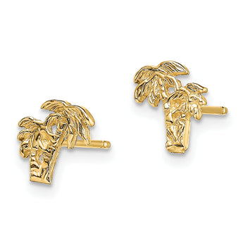 14K Mini Double Palm Tree Post Earrings