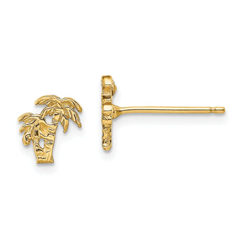 14K Mini Double Palm Tree Post Earrings