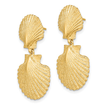 14K Double Scallop Dangle Earrings