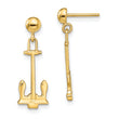 14K Polished Navy Anchor Dangle Earrings