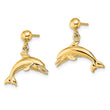 14K Jumping Dolphin Dangle Earrings
