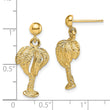 14K Palm Tree W/Full Leaves Dangle Earrings