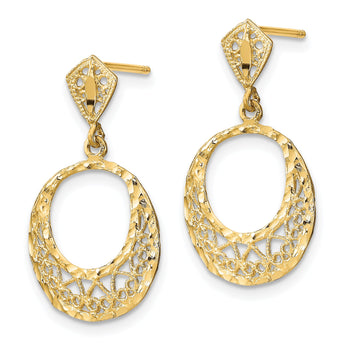 14K Fancy D/C Post Dangle Earrings