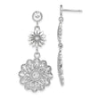 14K White Gold D/C Sunflower Style Double Drop  Earrings