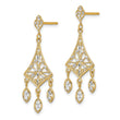 14K w/Rhodium Filigree D/C Chandelier Dangle Earrings