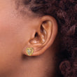 14K w/Rhodium Filigree Cross Center Heart Post Earrings