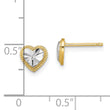 14k w/ Rhodium D/C Heart Post Earrings