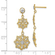 14K w/Rhodium D/C  Filigree Floral Post Dangle Earrings