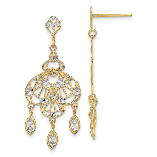 14K w/Rhodium D/C Chandelier Fancy Earrings