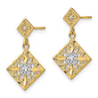 14K w/Rhodium D/C Square Filigree Dangle Earrings