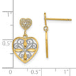 14k w/RH Flower and Heart Beaded Filigree Dangle Earrings
