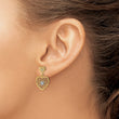 14k w/ RH Heart Beaded Filigree Dangle Earrings