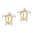 14K W/ Rhodium Sea Turtle Post Earrings