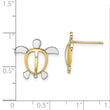 14K W/ Rhodium Sea Turtle Post Earrings