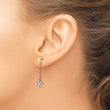 14K Two-tone Polished Dangle Flower Earrings