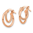 14K Rose Gold Polished Diamond-cut Hinged Hoop Earrings - Birthstone Company