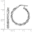 14k White Gold Medium 3mm Polished & Diamond-cut Twisted Hoops