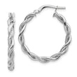 14k White Gold Medium 3mm Polished & Diamond-cut Twisted Hoops