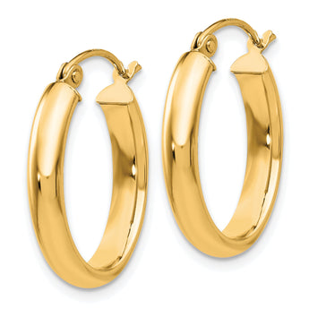 14k Polished 3.75mm Oval Tube Hoop Earrings