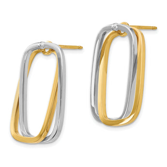 14k Two-Tone Fancy Versatile Rectangle Post Earrings